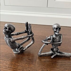 Silver Skeleton Yoga Figurines Halloween